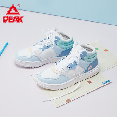 匹克休闲鞋女冬季新款革面高帮女鞋学生板鞋官方旗舰店正品运动鞋