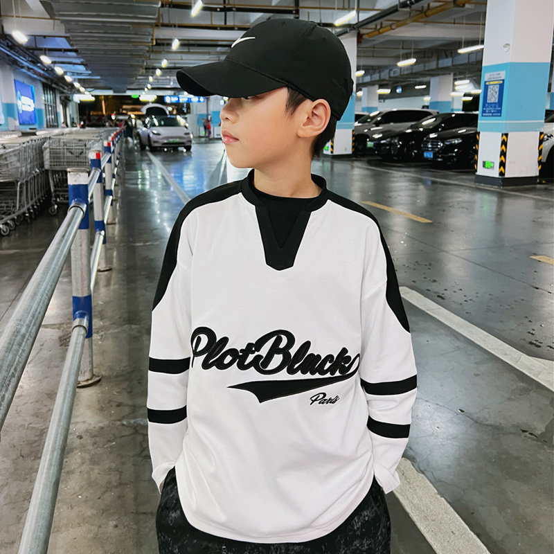 【图本图】2025秋装新品男童拼接V领卫衣儿童休闲外套中大童上衣