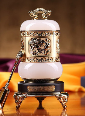 茶叶罐琉璃玉摆件送长辈纪念礼品