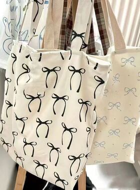 新款休闲托特包单肩包韩版小众少女斜跨包大容量通勤时尚帆布