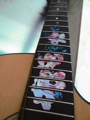吉他指板贴纸指板贴花贝壳镶嵌雕花 inlay贴纸  花 瑕疵