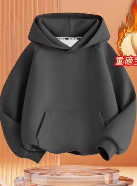 秋冬款男童女童加绒加厚连帽卫衣