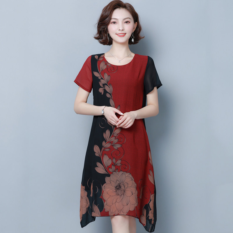 Fat mother Summer wear Short sleeved Dress middle age Noble Add fertilizer XL Chiffon Dress Middle and old age Women's wear new patternin the Women's clothing/Boutique , Large size women  category - from Buy2taobao.com to provide professional Taobao agent buy service