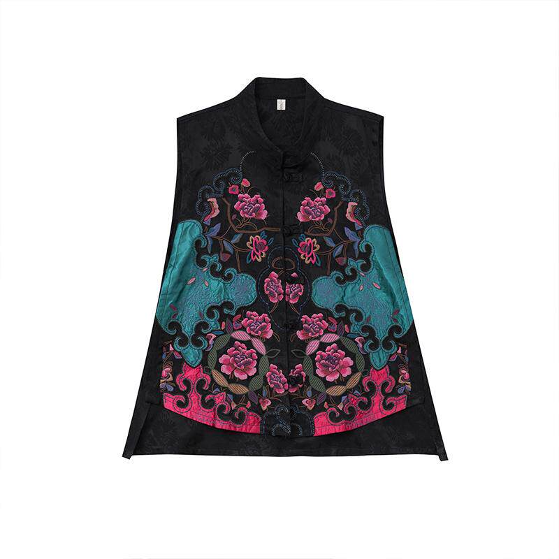 民族风重工刺绣马甲女2025新款旅游马甲外套复古盘扣女士背心坎肩