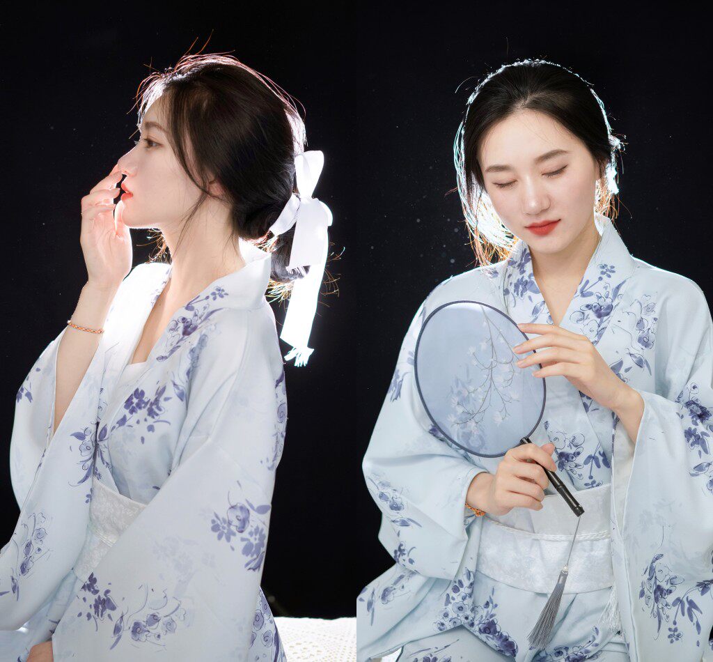 神明少女黄色日式拍摄和服浴衣