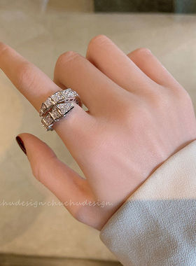 轻奢感戒指女小众设计网红食指戒时尚个性ins潮开口指环