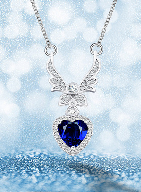 欧美风简约时尚百搭女士蓝色水晶鹿角项链送女生礼物一鹿有你饰品