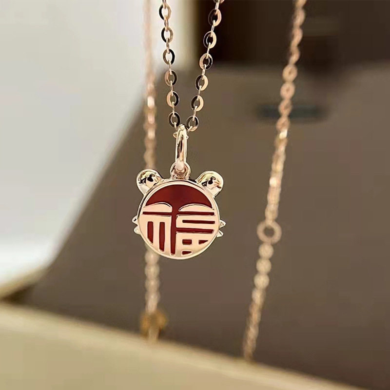 2026年新款老虎生肖项链本命年春节送礼民族风国潮18K金项链吊坠