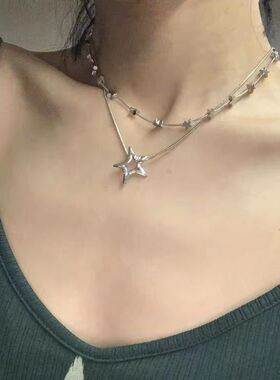 简约创意星星项链女小众设计锁骨链时尚百搭甜酷辣妹颈链新款配饰