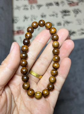 正宗天然加里曼丹老料沉香木手串佛珠单圈檀香木念珠保真招财