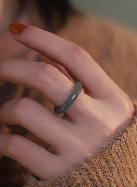 白茶清欢琉璃指环小红书同款冷淡风情侣戒指潮女小众手饰