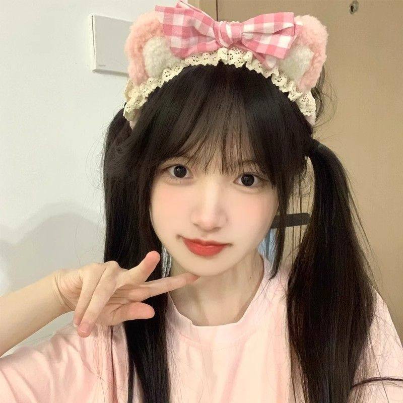 可爱粉色毛绒小熊耳朵发箍lolita头饰女洗脸专用网红甜美蝴蝶结,美发护发/假发,假发发箍,淘宝优惠券,粉丝福利购,淘宝优惠卷