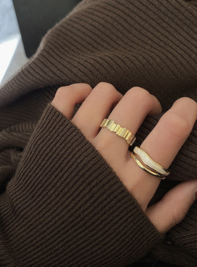 白贝母双层戒指女ins潮轻奢小众设计高级感冷淡风食指戒开口指环