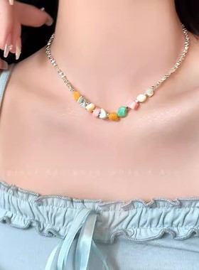 韩国碎银子异形项链女时尚冷淡风高级感手链夏季辣妹百搭锁骨链潮