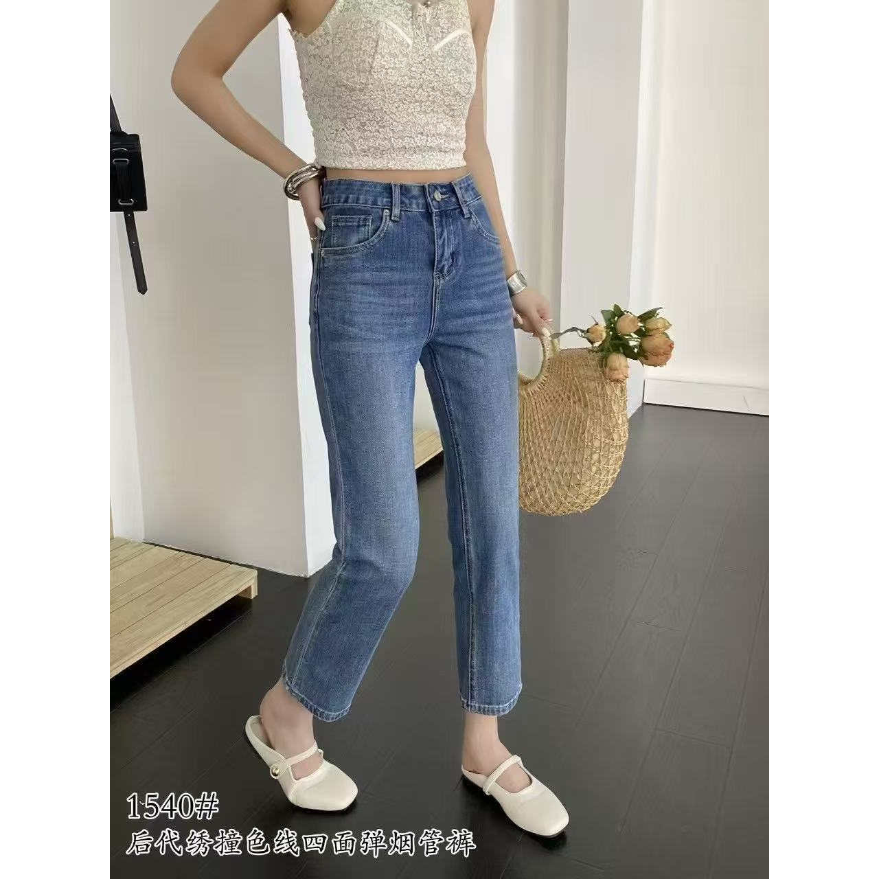 JCMM JANE 0913YY秋季新款高品质水洗烟管牛仔裤1540