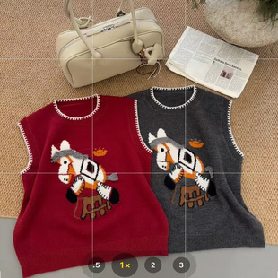 1217 浣熊绒提花小马马甲 JANE JCMM