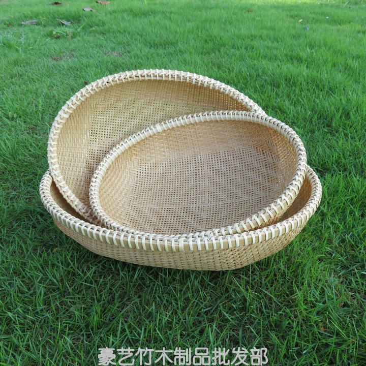 手工编织果盆果盘果篮有孔滤水竹篮购物篮收纳篮子精编竹篮竹筐
