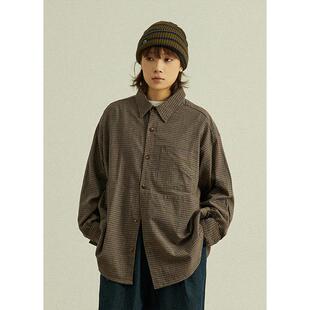 bf风格 GoodNorth日系复古格子长袖 宽松版 男女同款 纹衬衣外套 衬衫
