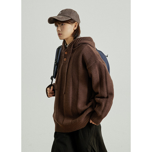 GoodNorth慵懒风连帽针织卫衣