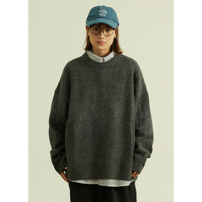 GoodNorth日系圆领宽松针织衫
