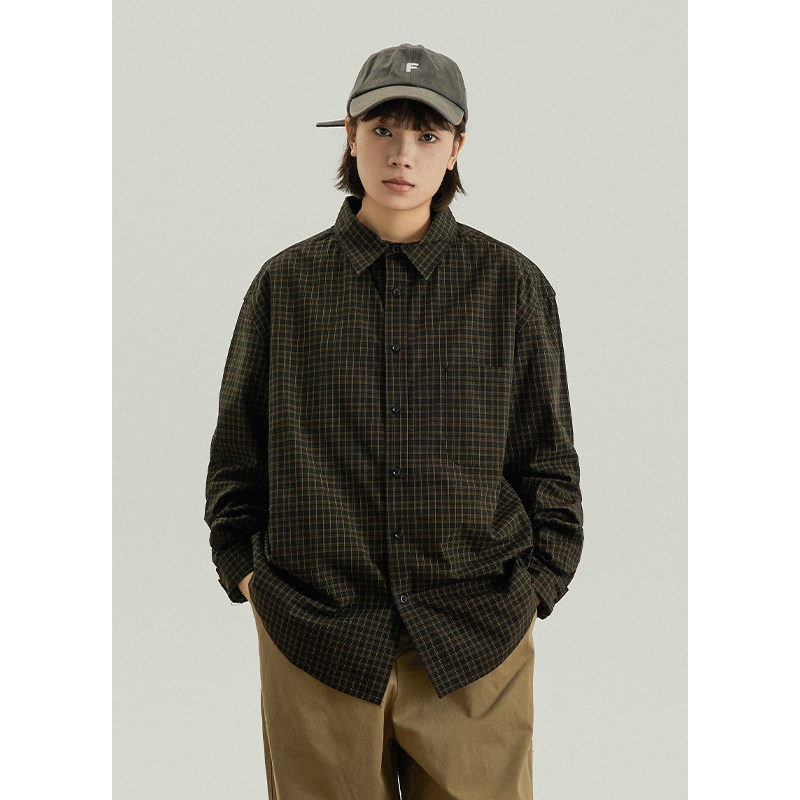 GoodNorth日系复古格子衬衫男女