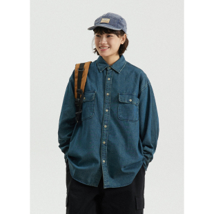 休闲宽松工装 男女同款 风衬衣外套 衬衫 GoodNorth日系复古牛仔长袖