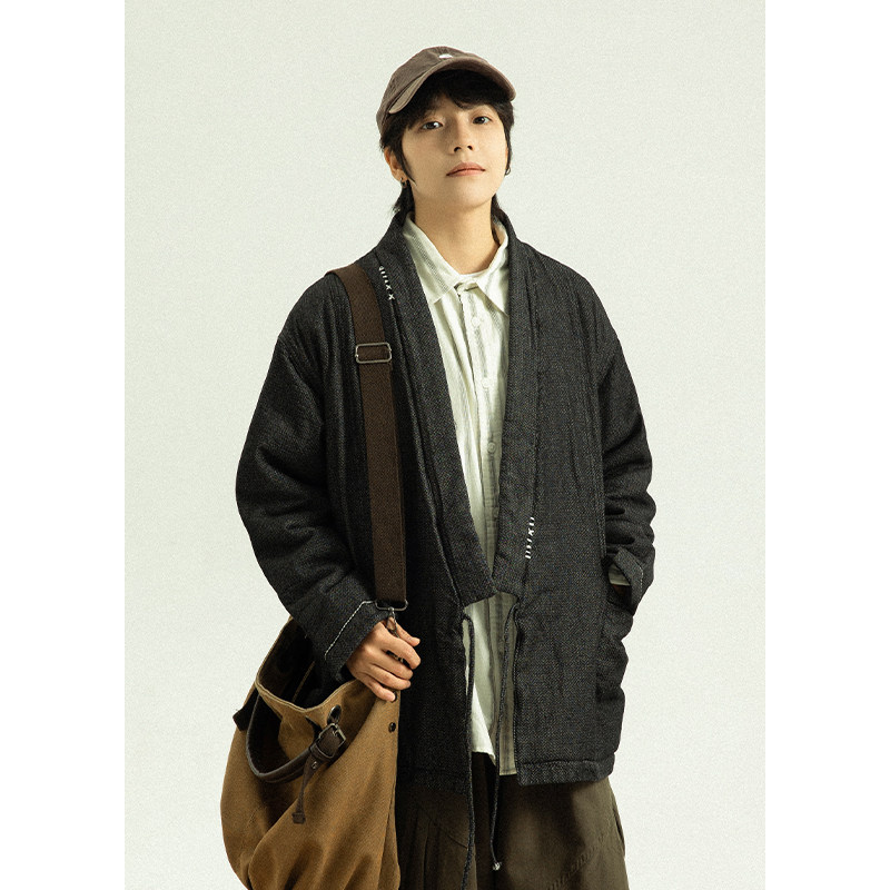 GoodNorth新中式复古宽松V领加厚棉服外套男女款保暖夹棉道袍棉衣
