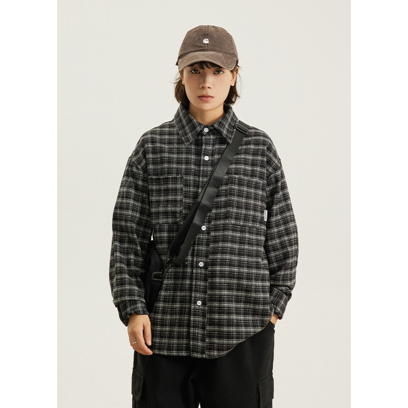 GoodNorth日系复古格子衬衫男女