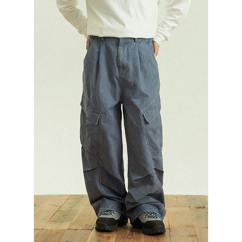 GoodNorth日系复古法工蓝工装裤男女同款多口袋宽松直筒休闲长裤,女装/女士精品,休闲裤,淘宝优惠券,粉丝福利购,淘宝优惠卷