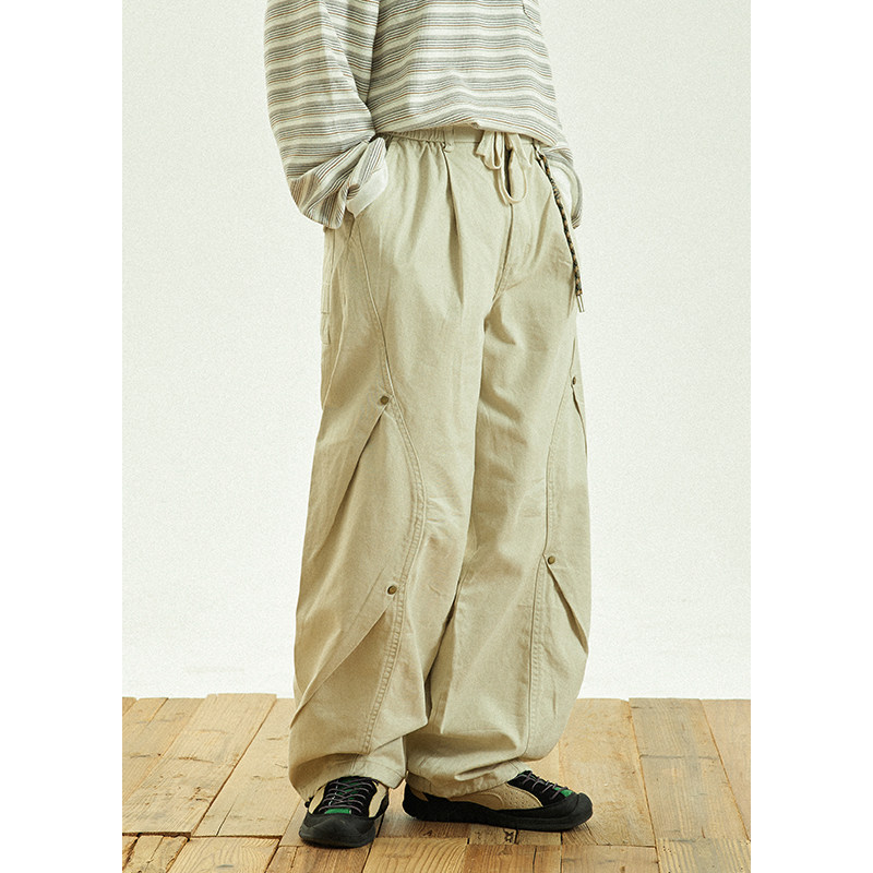 GoodNorth日系复古铆钉休闲弯刀裤男女款秋冬宽松抽绳阔腿工装裤,女装/女士精品,休闲裤,淘宝优惠券,粉丝福利购,淘宝优惠卷
