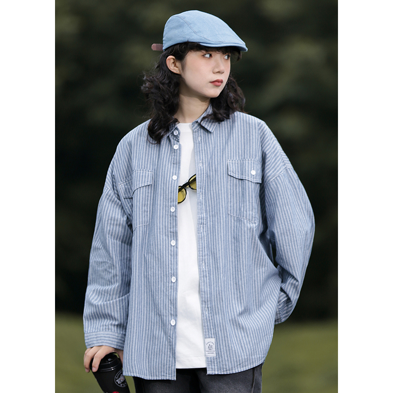 GoodNorth宽松复古条纹衬衫