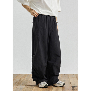 GoodNorth黑色阔腿休闲裤男女款工装长裤秋冬宽松弯刀梨形报恩裤