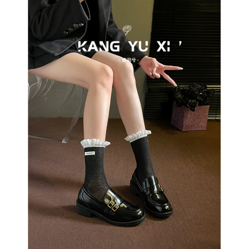 康羽兮丨绝美黑色复古风乐福鞋女