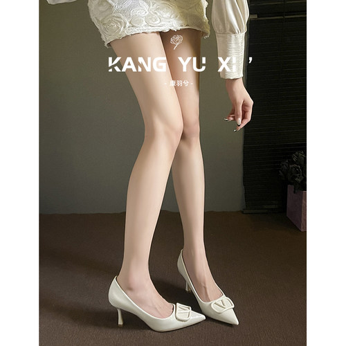 康羽兮丨绝美白色漆皮高跟鞋女