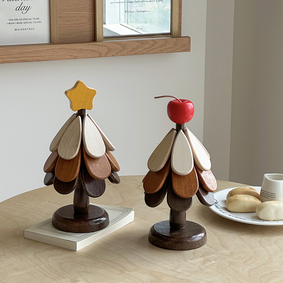 圣诞树隔热垫餐桌实木防烫锅垫折叠杯垫碗垫客厅茶几餐厅餐桌摆件