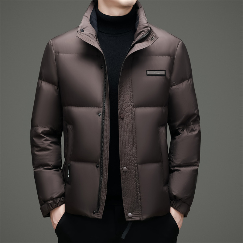 宾徒冬季新款男士加厚羽绒服中年立领防风白鸭绒夹克外套爸爸装