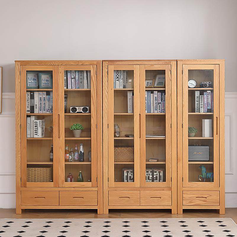 实木书柜北欧橡木展示柜置物架