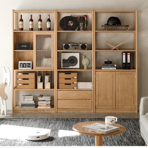 新中式博古架橡木落地隔断柜