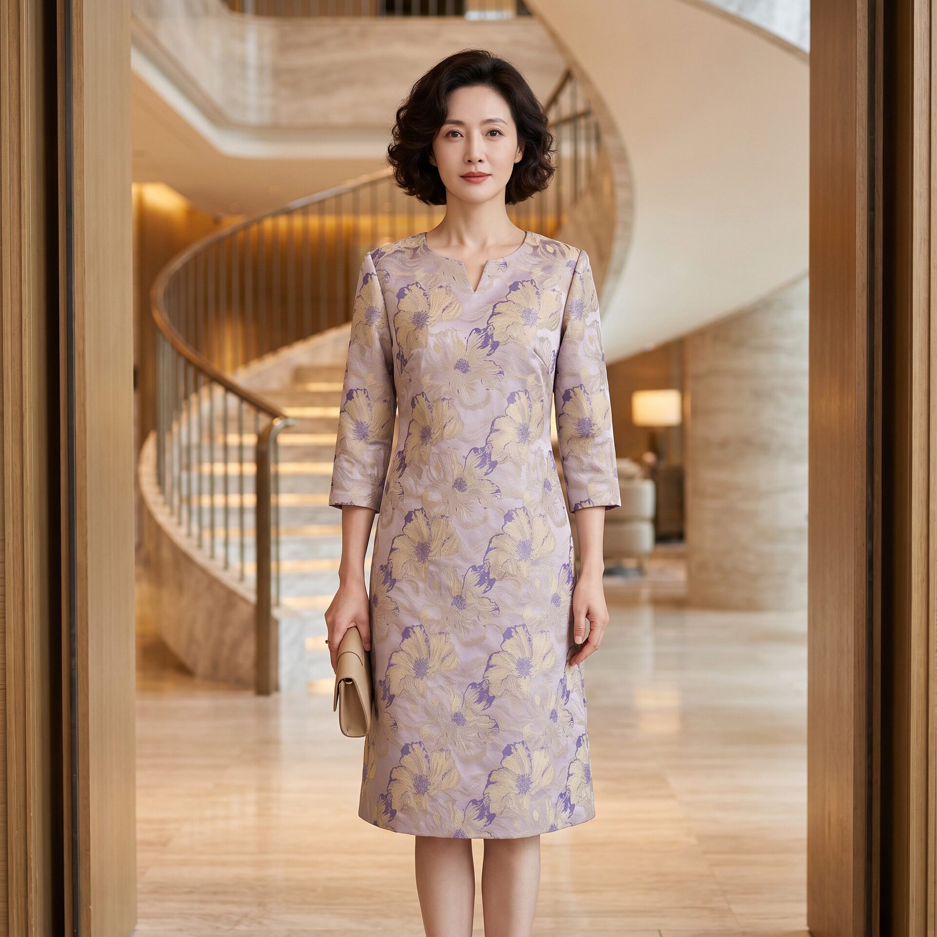 新中式织锦缎妈妈装婚礼喜妈妈旗袍连衣裙2026秋冬新款女装高级感