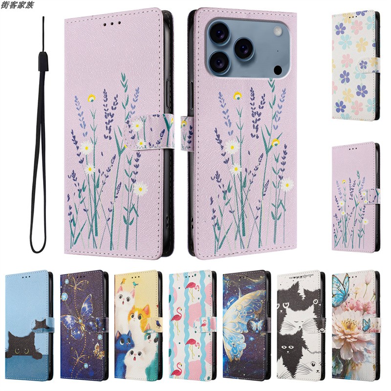 适用于三星Galaxy Note 8/9/10/20 Plus Ultra 手机套可爱彩绘保护套翻盖皮套防摔软硅胶外壳插卡支架超薄