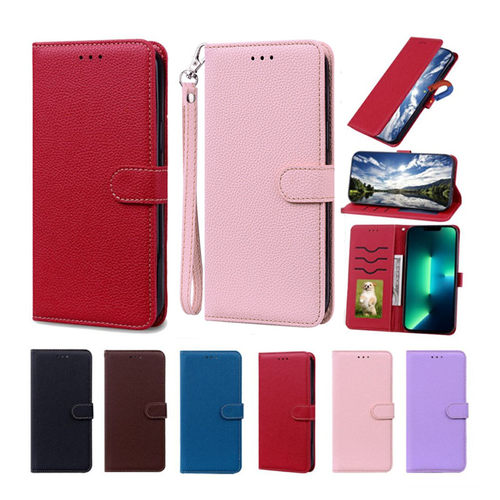 适用于Tecno Camon 30 4G/5G手机壳荔枝纹PU保护套软硅胶外壳翻盖式皮套全包边防摔插卡支架配手挂绳纯色简约