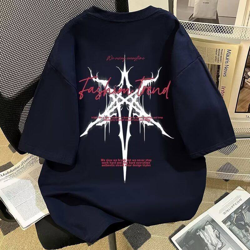 美式复古hiphop短袖t恤男夏季街头风半袖高街小众宽松情侣款上衣