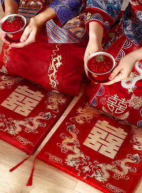 结婚跪垫敬茶新娘改口坐福垫敬酒磕头红色喜垫一对婚庆用品大全