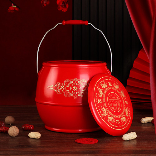 结婚陪嫁子孙桶红色喜桶