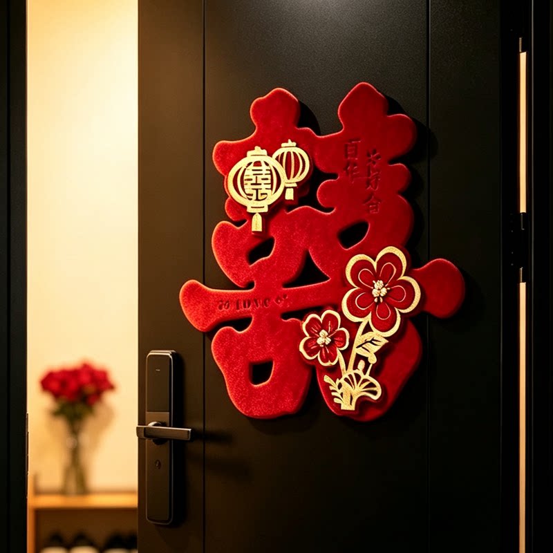 喜字贴门结婚礼专用婚房布置入户门卧室立体囍字贴纸装饰婚庆用品