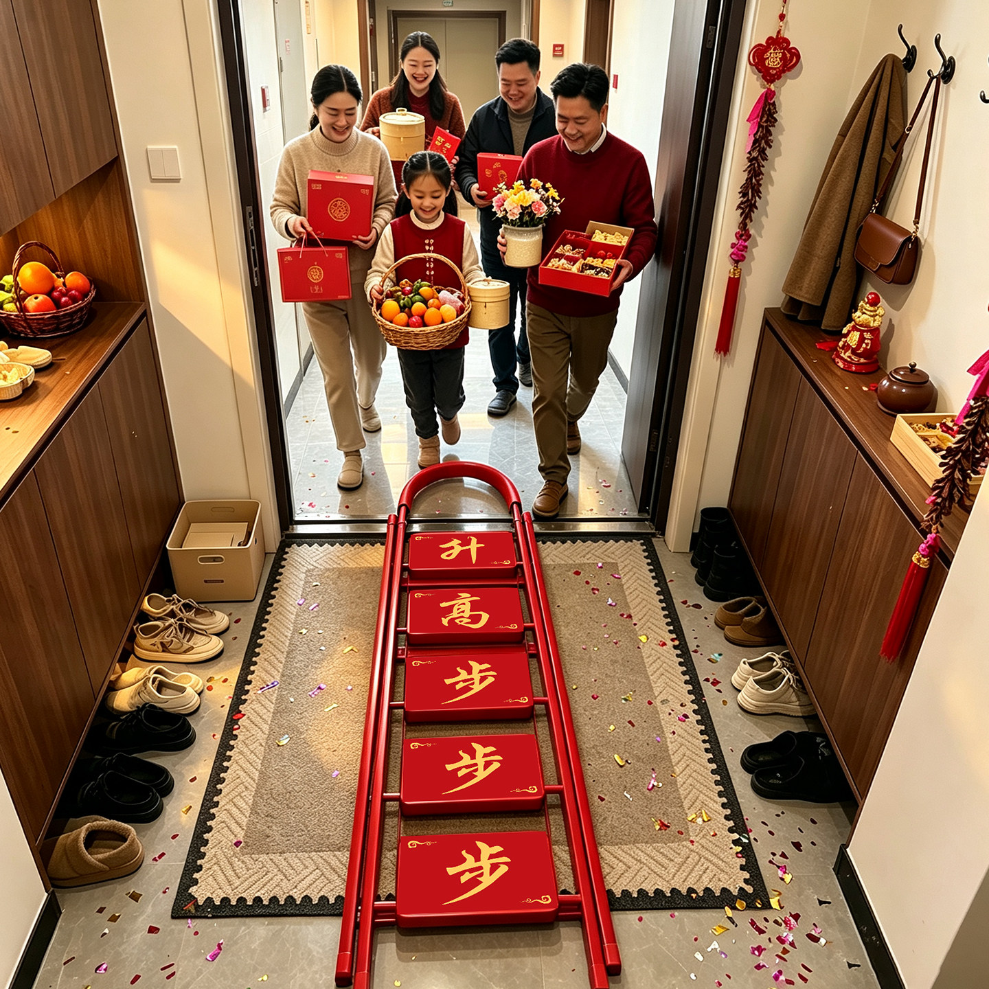 乔迁之喜步步高升家用梯子