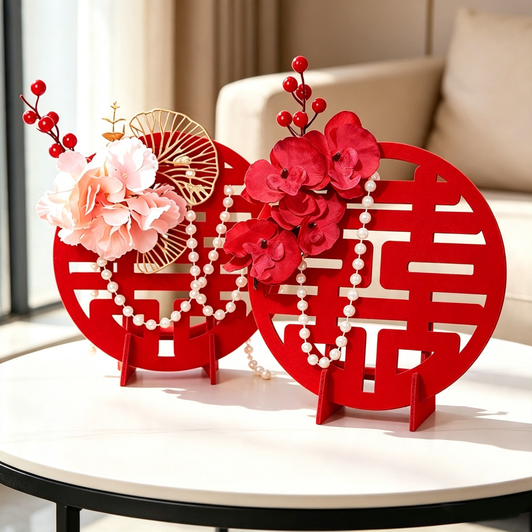 喜字摆件结婚订婚客厅立体布置装饰婚礼婚房创意桌面喜囍摆台用品