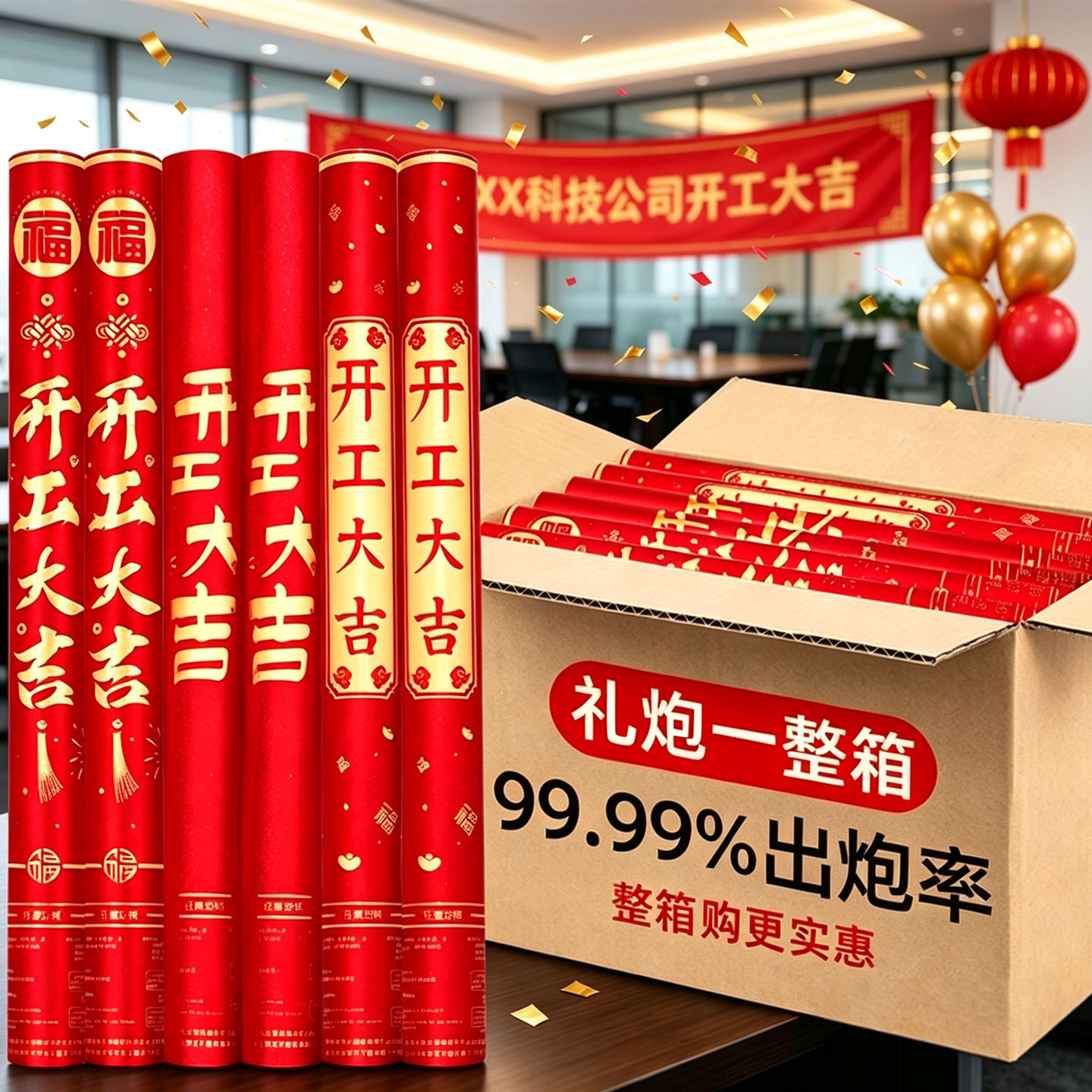 开工大吉礼炮彩带礼花氛围满满图片