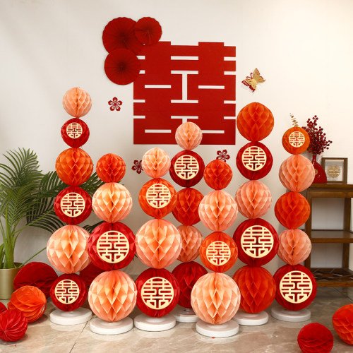 结婚婚房蜂窝球立柱装饰