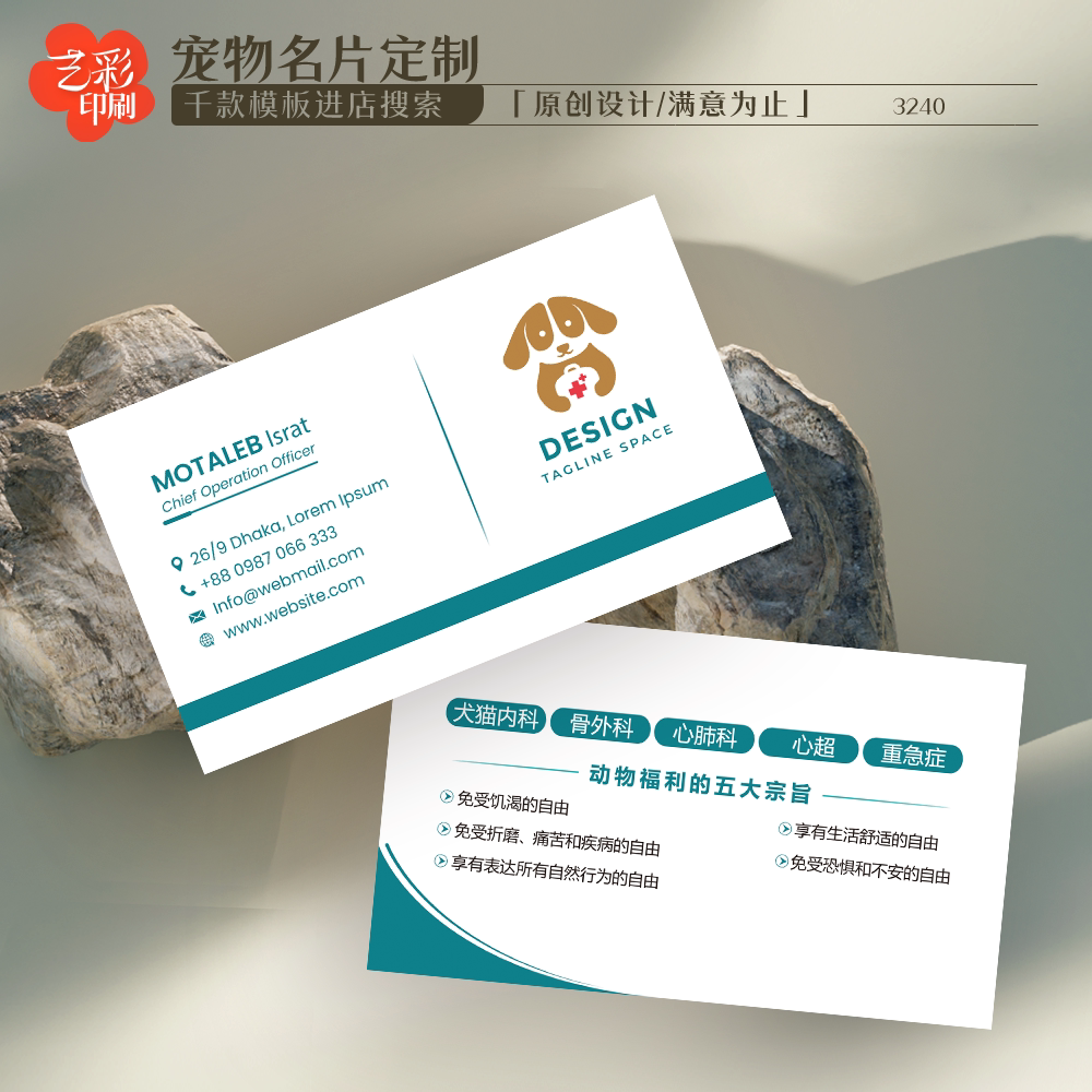 艺彩印刷免费设计宠物店名片